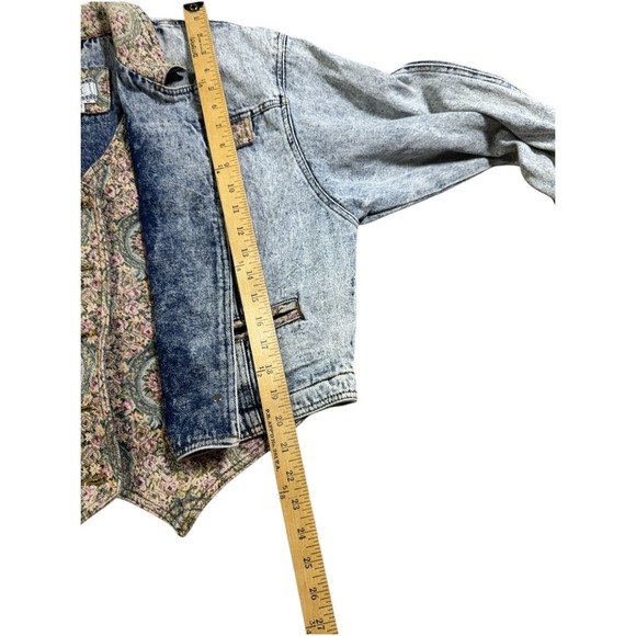 Vintage S.B.II Acid Wash Denim Jacket Floral Trim Cropped 80s 90s RARE! Size‎ M - Picture 8 of 8